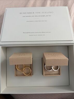 14K Gold and Silver Huggie Hoop Earrings Set